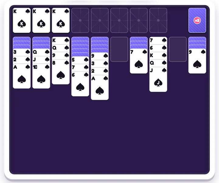 Spider Solitaire game board